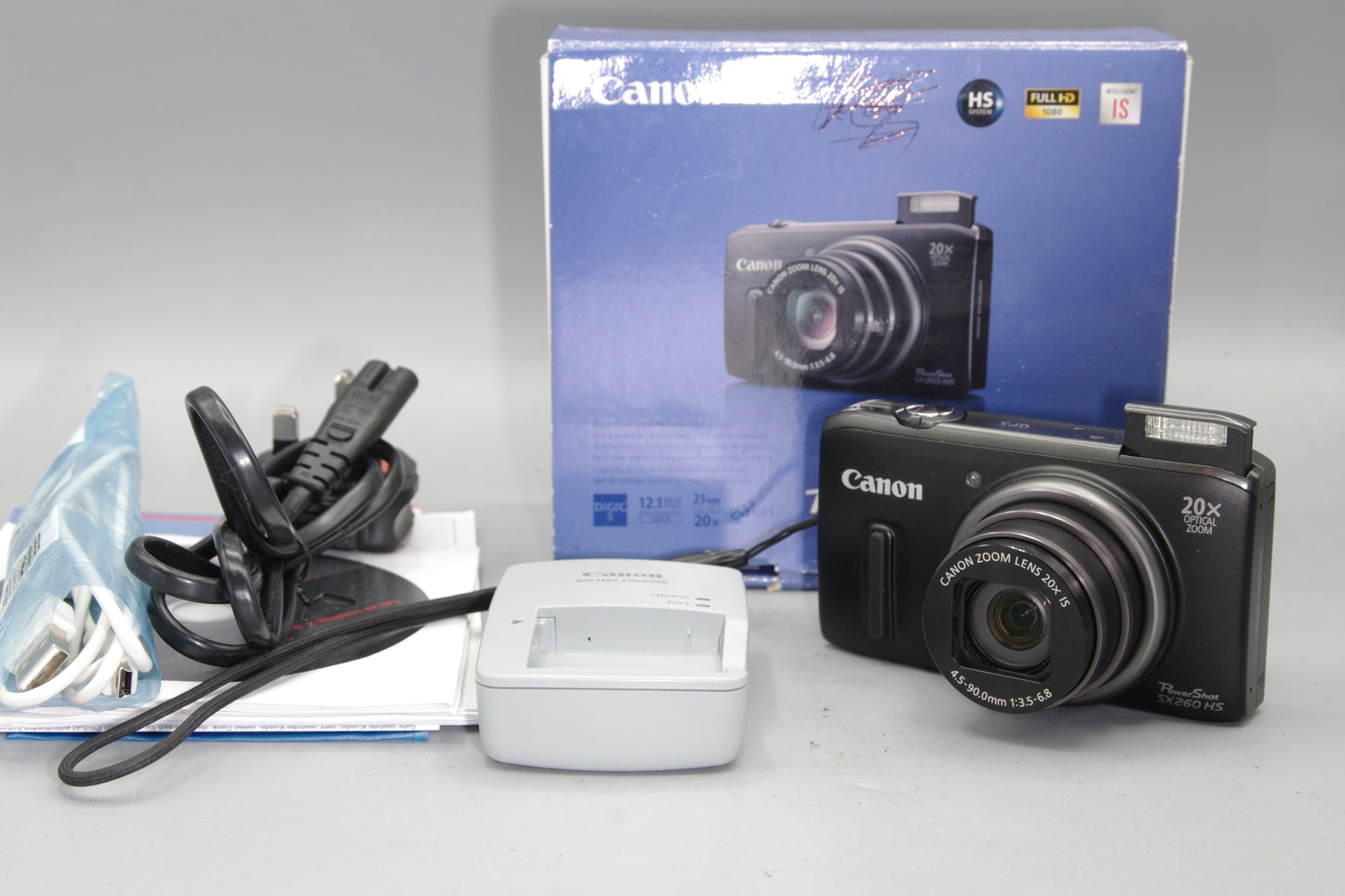 Boxed Canon Powershot SX260 HS 12.1MP 20X Digital Camera - Excellent