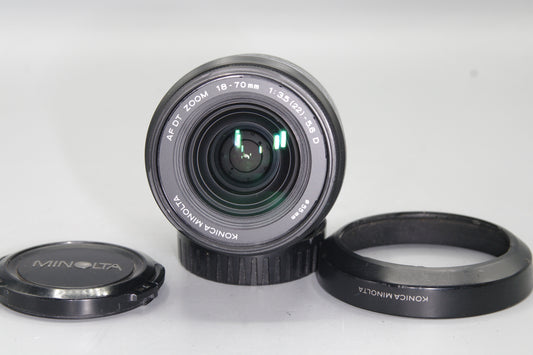 Konica Minolta 18–70mm f/3.5–5.6 DT Zoom Lens – A Mount, APS-C, VGC with Caps