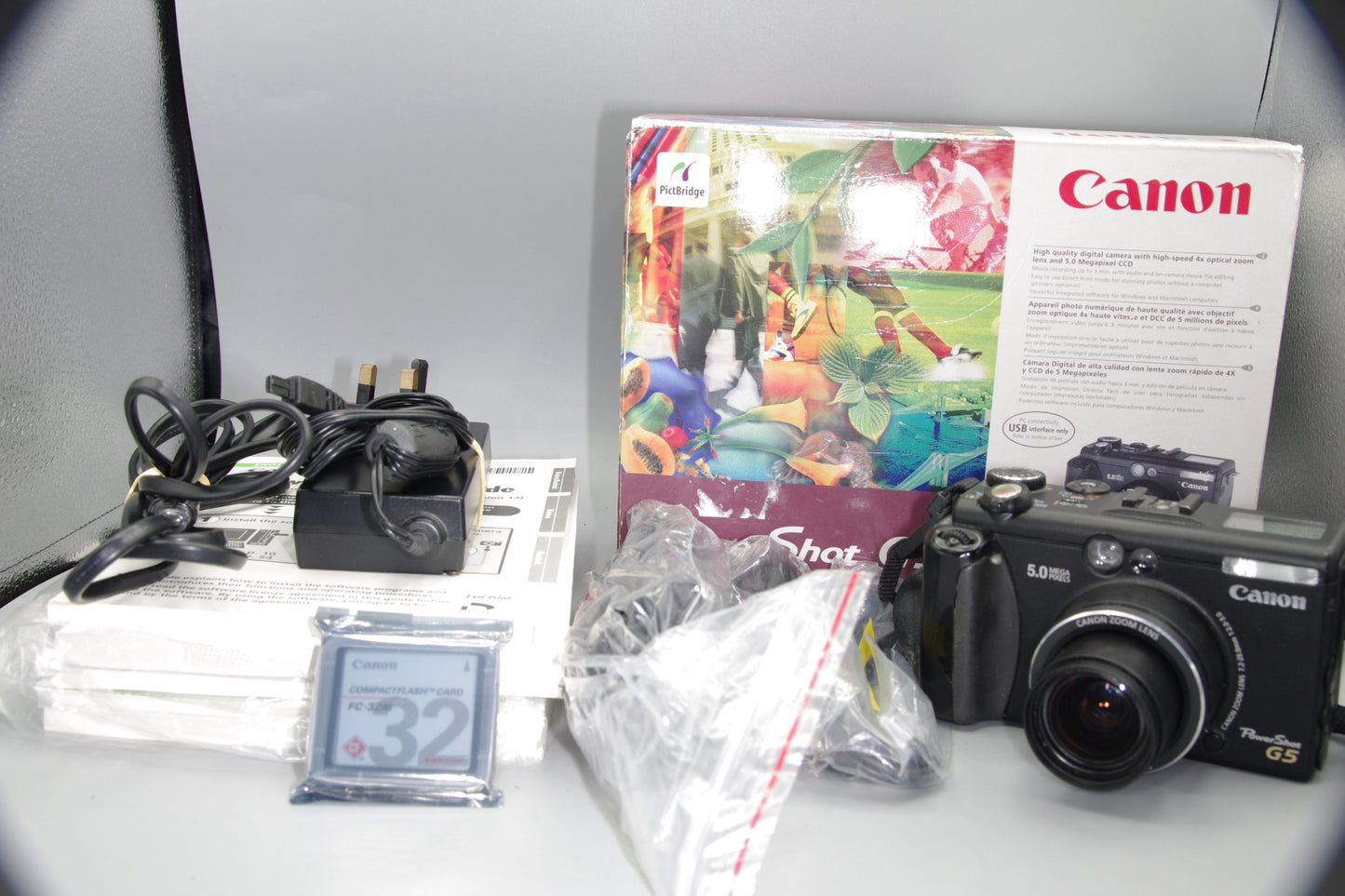 Canon PowerShot G5 5MP Compact Camera – f/2 Lens, Boxed, Excellent