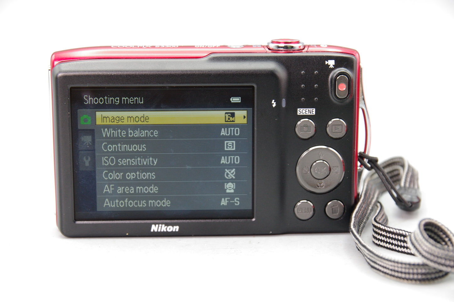 Nikon Coolpix S3300 Red Digital Camera – Tested – Case & Battery – Excellent