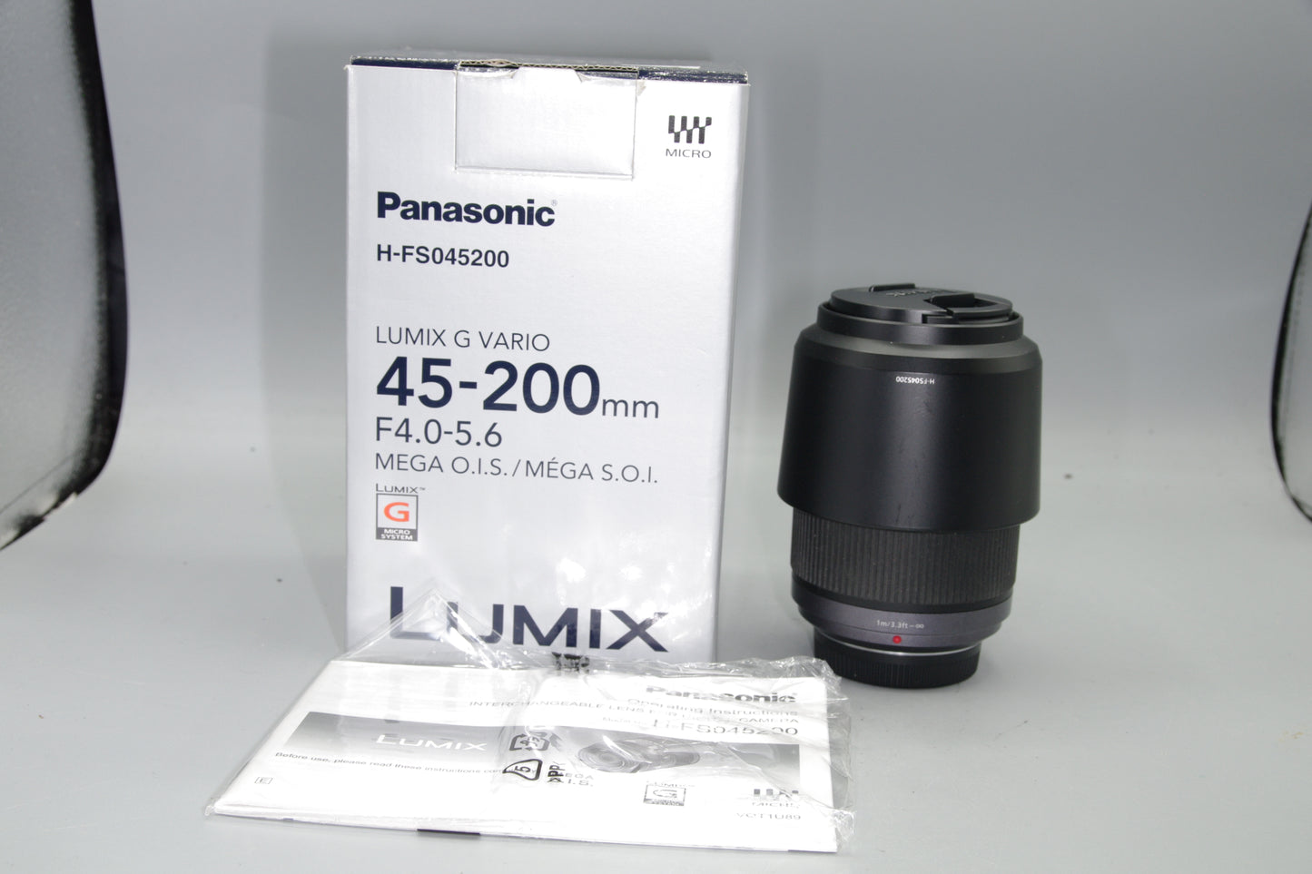 Boxed Lumix G Vario 45-200mm F/4.5-5.6 Mega O.I.S. M4/3 Lens - Excellent