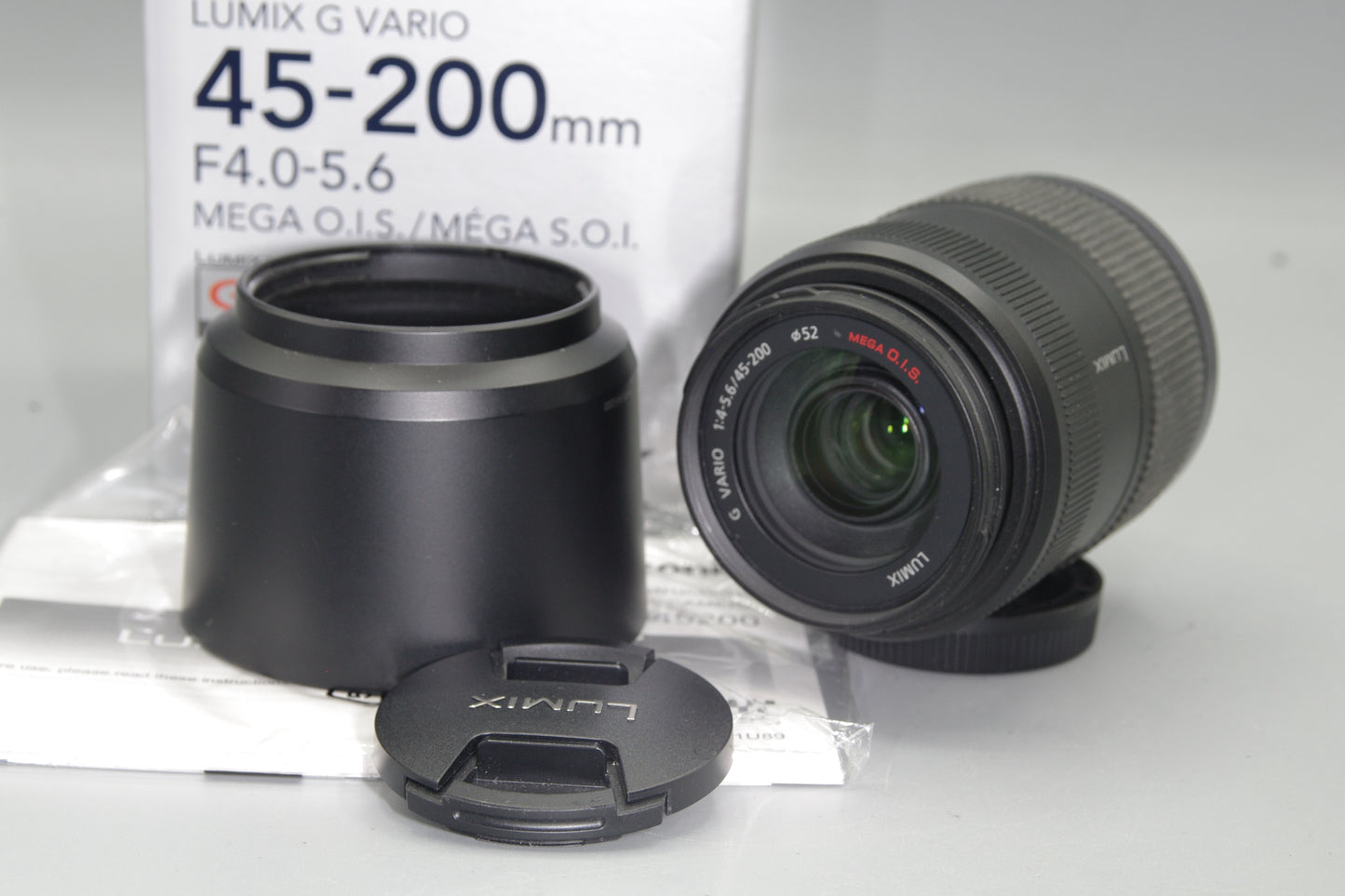 Boxed Lumix G Vario 45-200mm F/4.5-5.6 Mega O.I.S. M4/3 Lens - Excellent