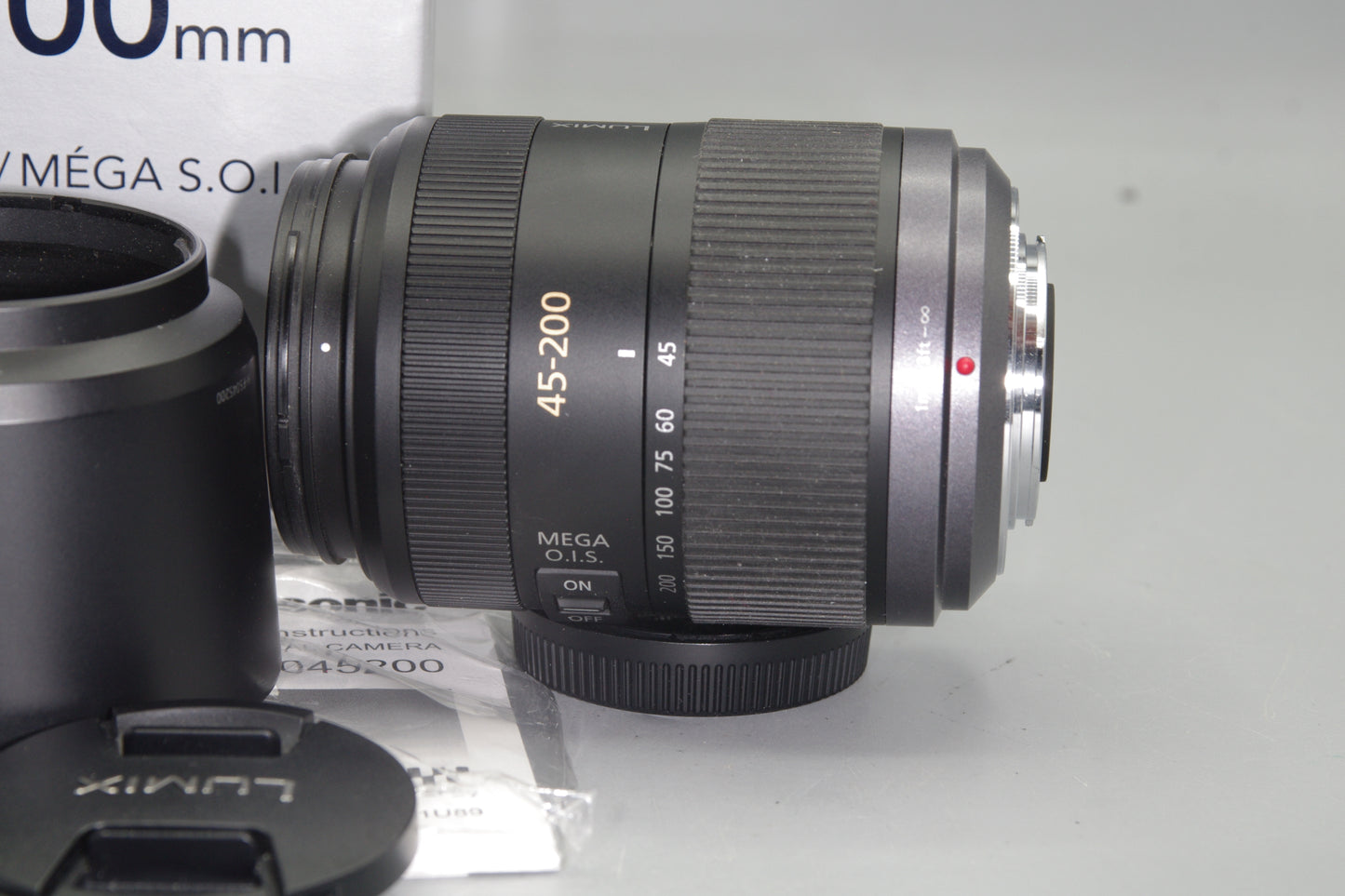 Boxed Lumix G Vario 45-200mm F/4.5-5.6 Mega O.I.S. M4/3 Lens - Excellent