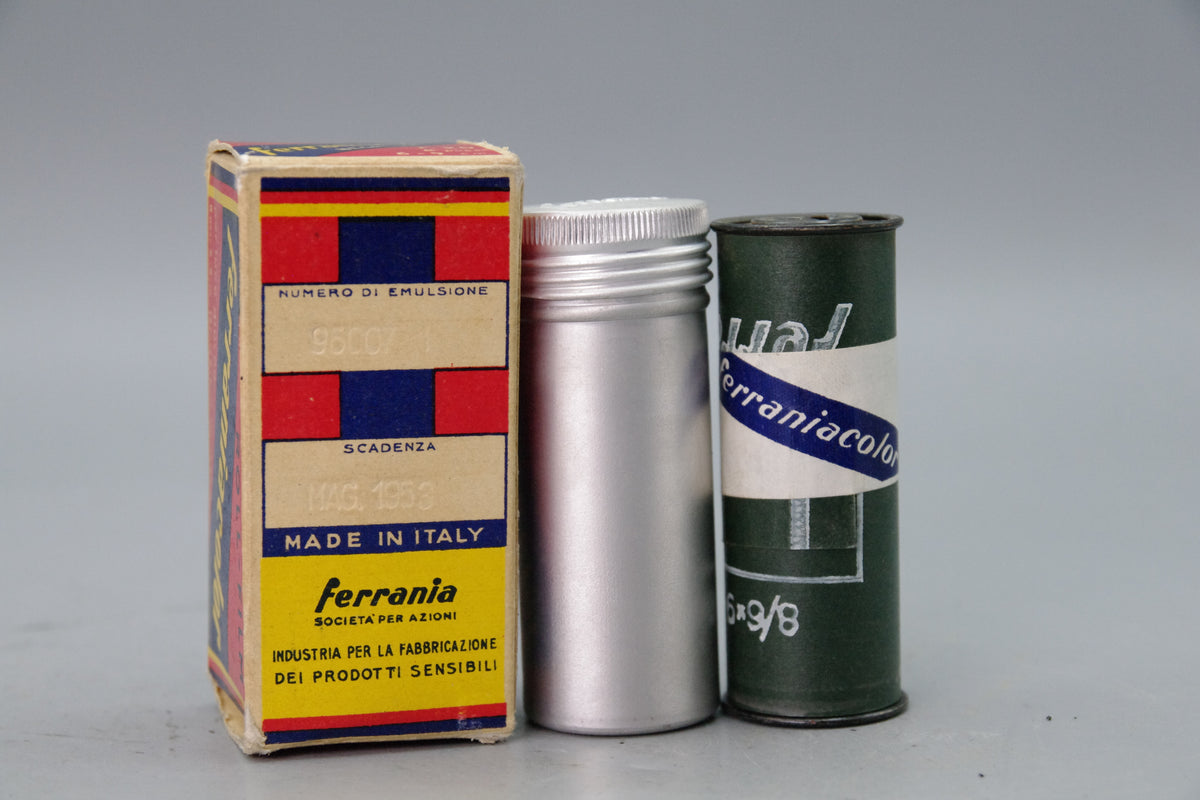 Ferraniacolor Exposed Roll Film – 1953 – With Box & Canister – No Content Guarantee
