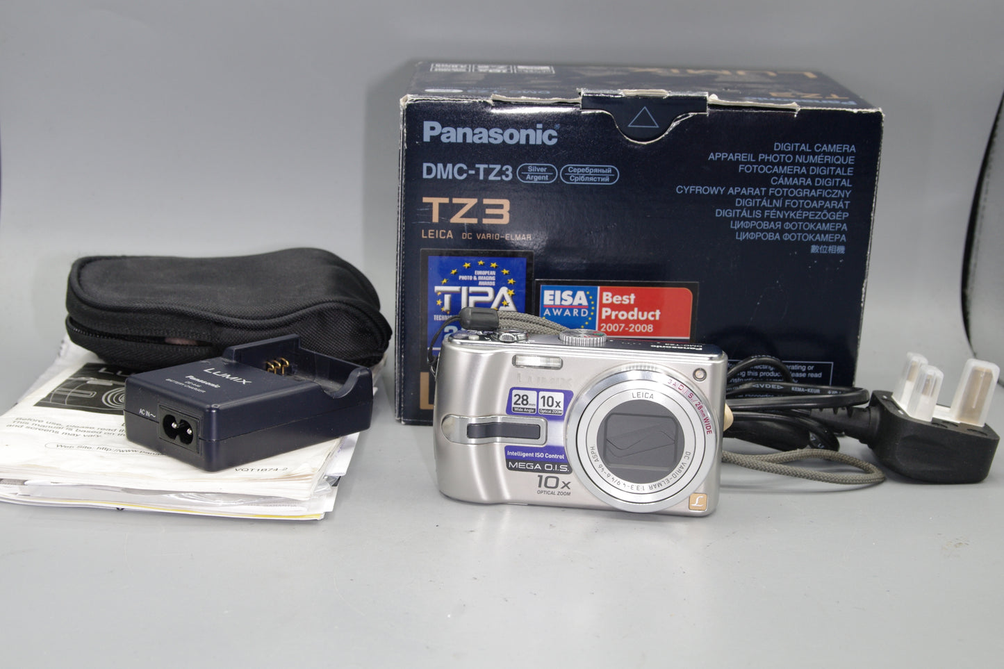 Boxed Panasonic Lumix DMC-TZ3 7.2MP 10x Zoom in Silver - Excellent