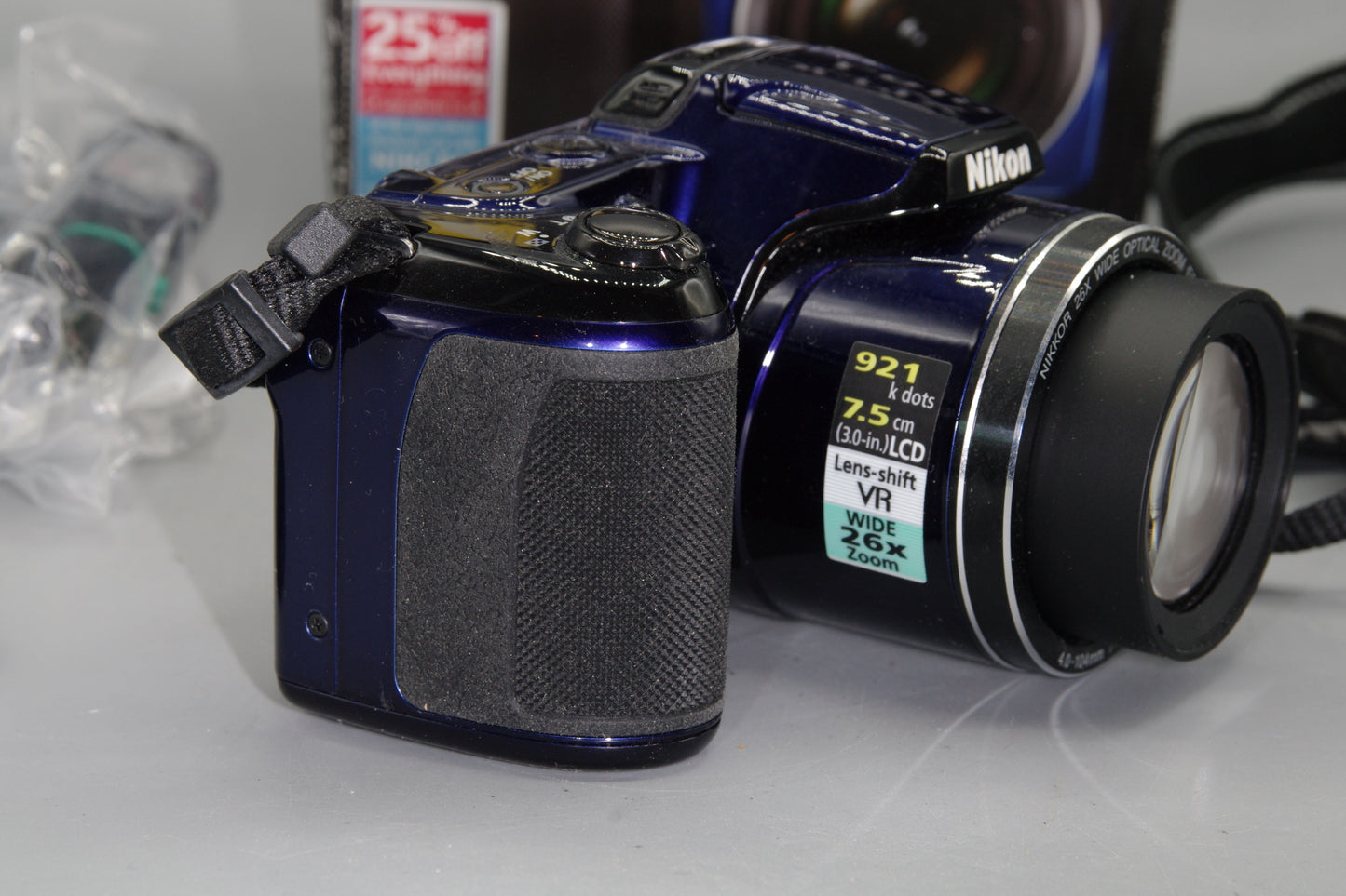 Nikon Coolpix L810 16MP Bridge Camera –Boxed, Blue, 26x Zoom, AA Powered, Mint