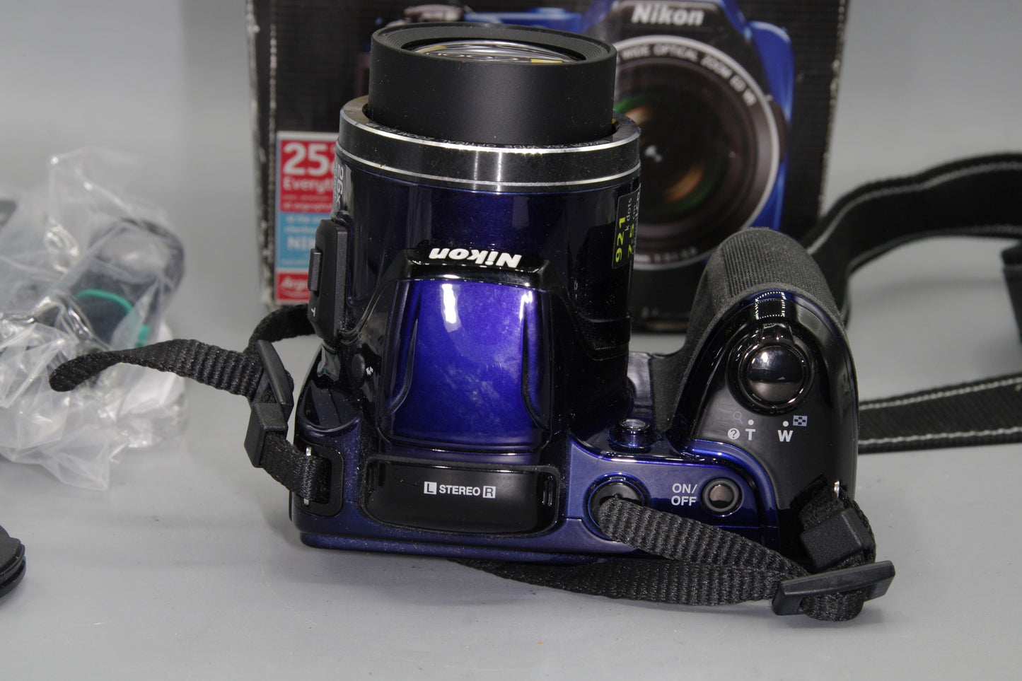 Nikon Coolpix L810 16MP Bridge Camera –Boxed, Blue, 26x Zoom, AA Powered, Mint