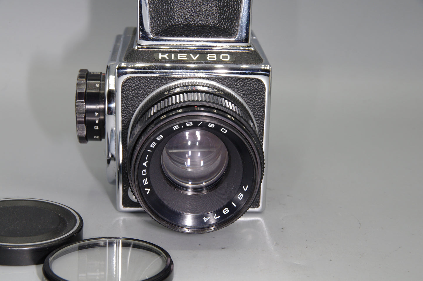 Kiev 80 Medium Format 6×6 SLR Film Camera – Vega-12B 90mm f/2.8 Lens – USSR Made