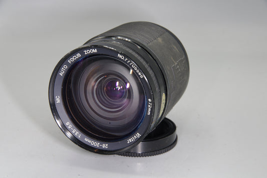 Vivitar 28–200mm f/3.5–5.6 Zoom – Sony/Minolta A Mount – Minor Haze – Caps