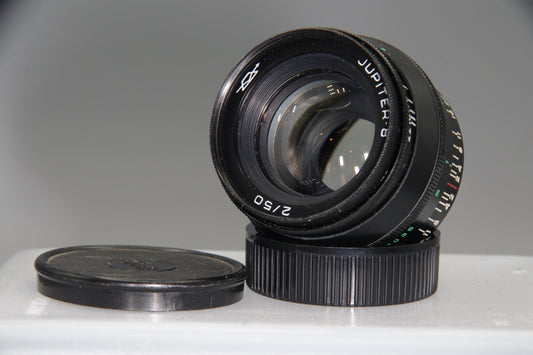 Jupiter-8 50mm f/2 Lens – M39 LTM – Soviet – Clean Optics – Minor Internal Fibre