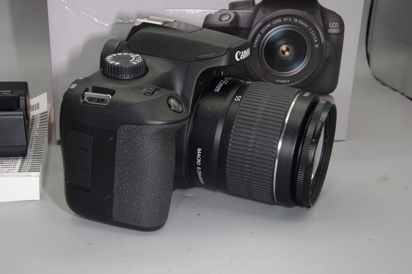 Canon EOS 4000D DSLR 18MP Kit w/ 18-55mm Lens Boxed Unused Shutter Count Zero