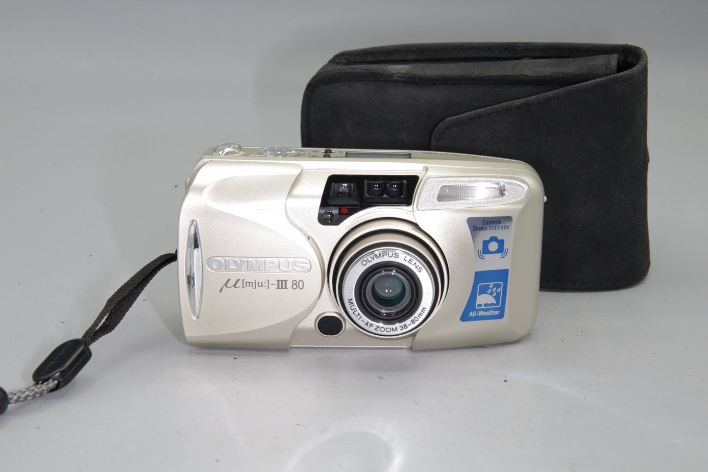 Olympus MJU III Zoom 80 35mm Film Camera with Case – Compact All Weather