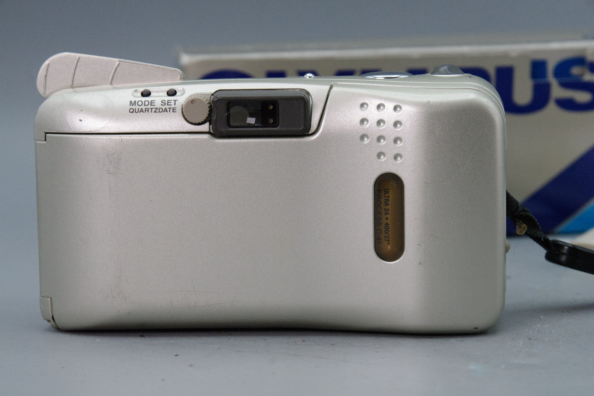 Olympus Mju Zoom 105 35mm Film Camera – Boxed – Tested & Working – Excellent
