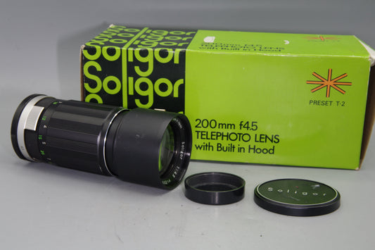 Soligor 200mm F/3.5 Lens – T2 Mount – Excellent – Vintage Telephoto Boxed