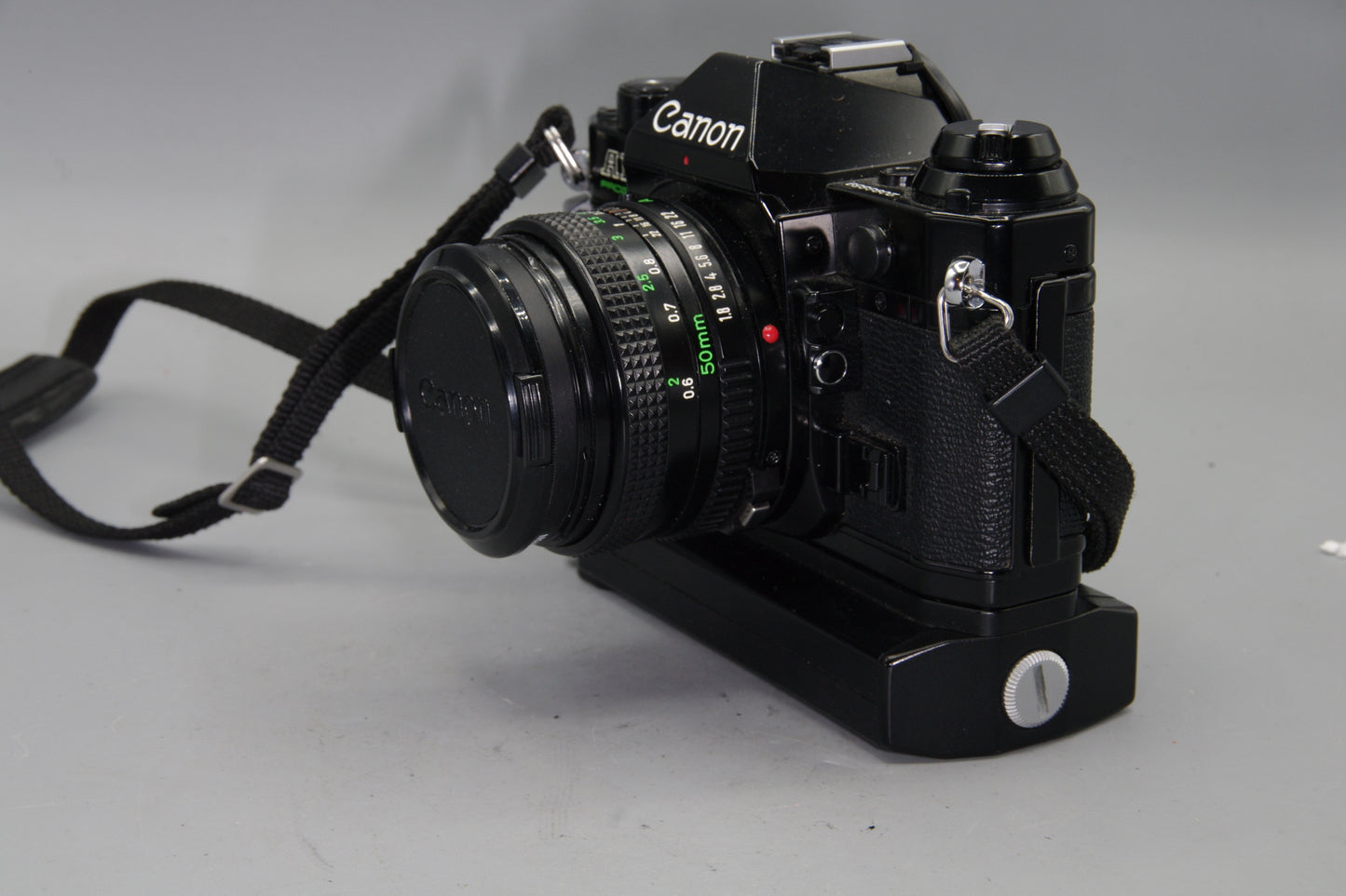 Canon AE-1 Program + FD 50mm f/1.8 Lens  Black with Winder - Excellent