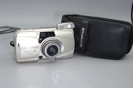 Olympus MJU Zoom III Wide 100 35mm Camera 28–100mm Lens Compact Tested