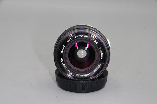 Olympus Zuiko Auto-W 28mm f/2.8 Wide Angle Lens – OM Mount – EXC Tested