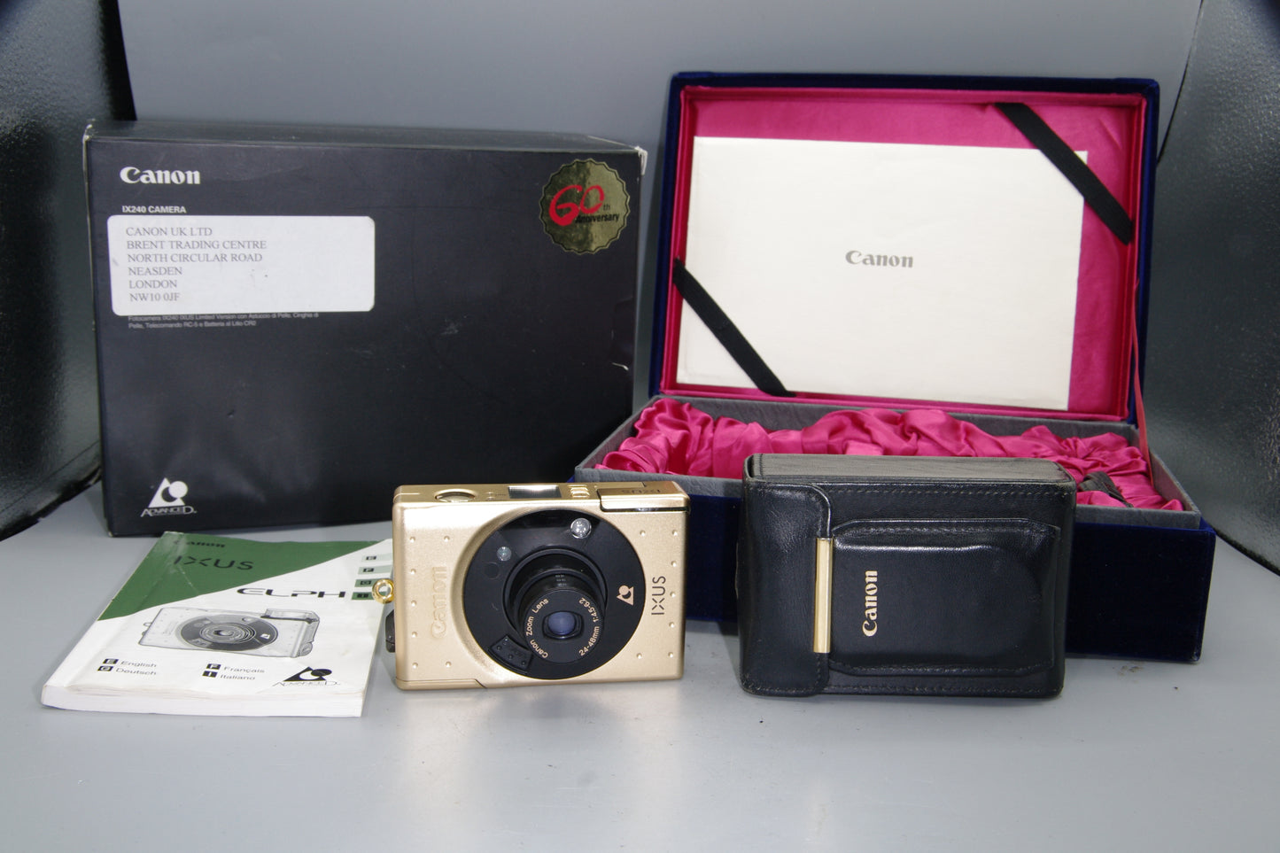 Canon Ixus IX240 Limited Edition Gold APS Camera 60th anniversary.