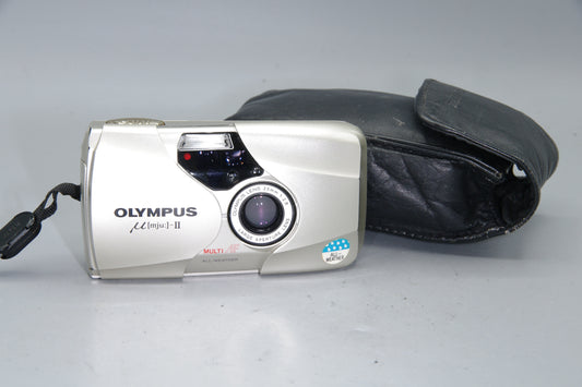 Olympus MJU II Champagne 35mm Film Camera with 35mm f2.8 Lens with Case