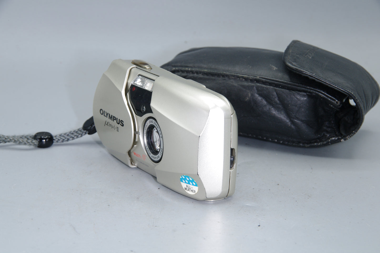 Olympus MJU II Champagne 35mm Film Camera with 35mm f2.8 Lens with Case