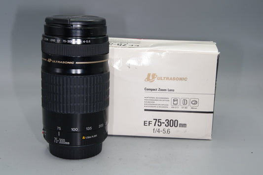 Boxed Canon EF 75–3Boxed Canon EF 75–300mm f/4–5.6 USM Lens – Original Version – Excellent Condition00mm f/4–5.6 ultrasonic - original version