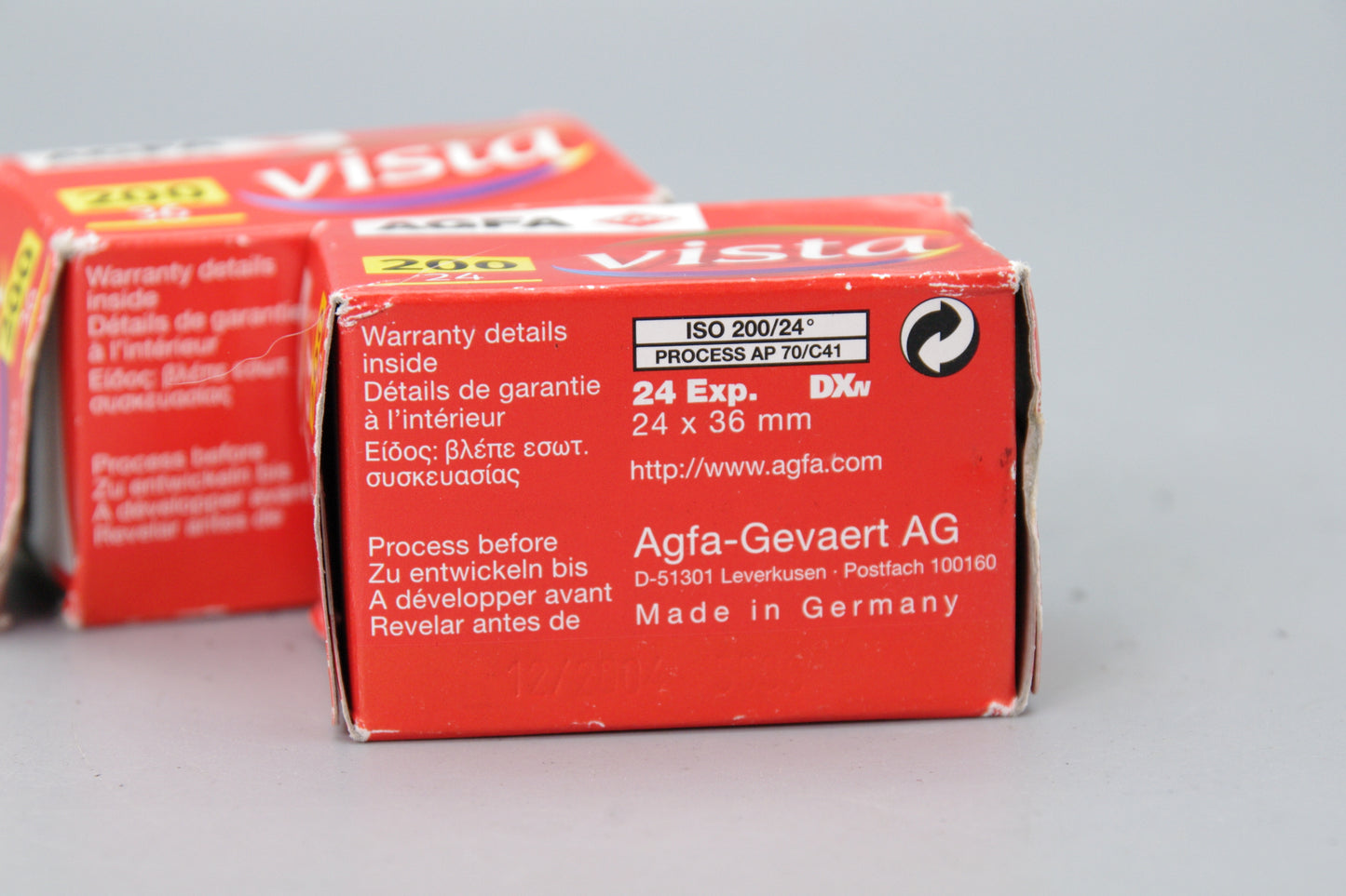 2x Agfa Vista 200 24exp 35mm 2005 Expired Colour Film – Unopened Rolls