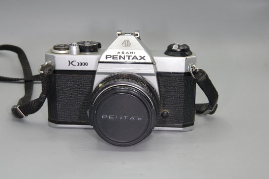 Pentax K1000 35mm SLR Camera with Pentax-M 50mm f/2 Lens Tested + Batteries