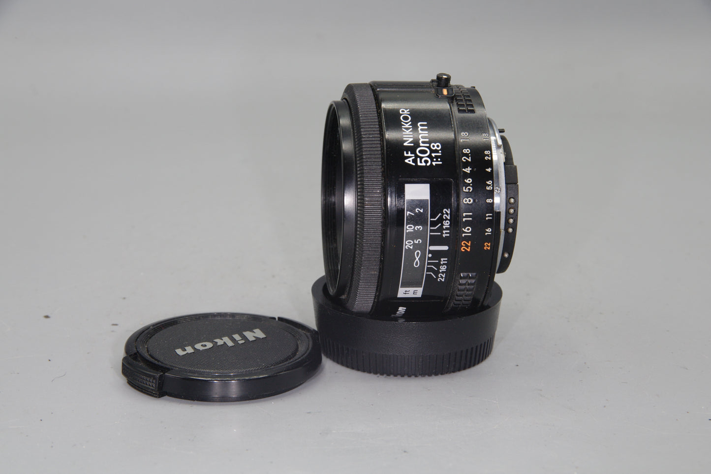 Nikon AF Nikkor 50mm f/1.8 Lens – AF – Fast Prime – Excellent – Both Caps