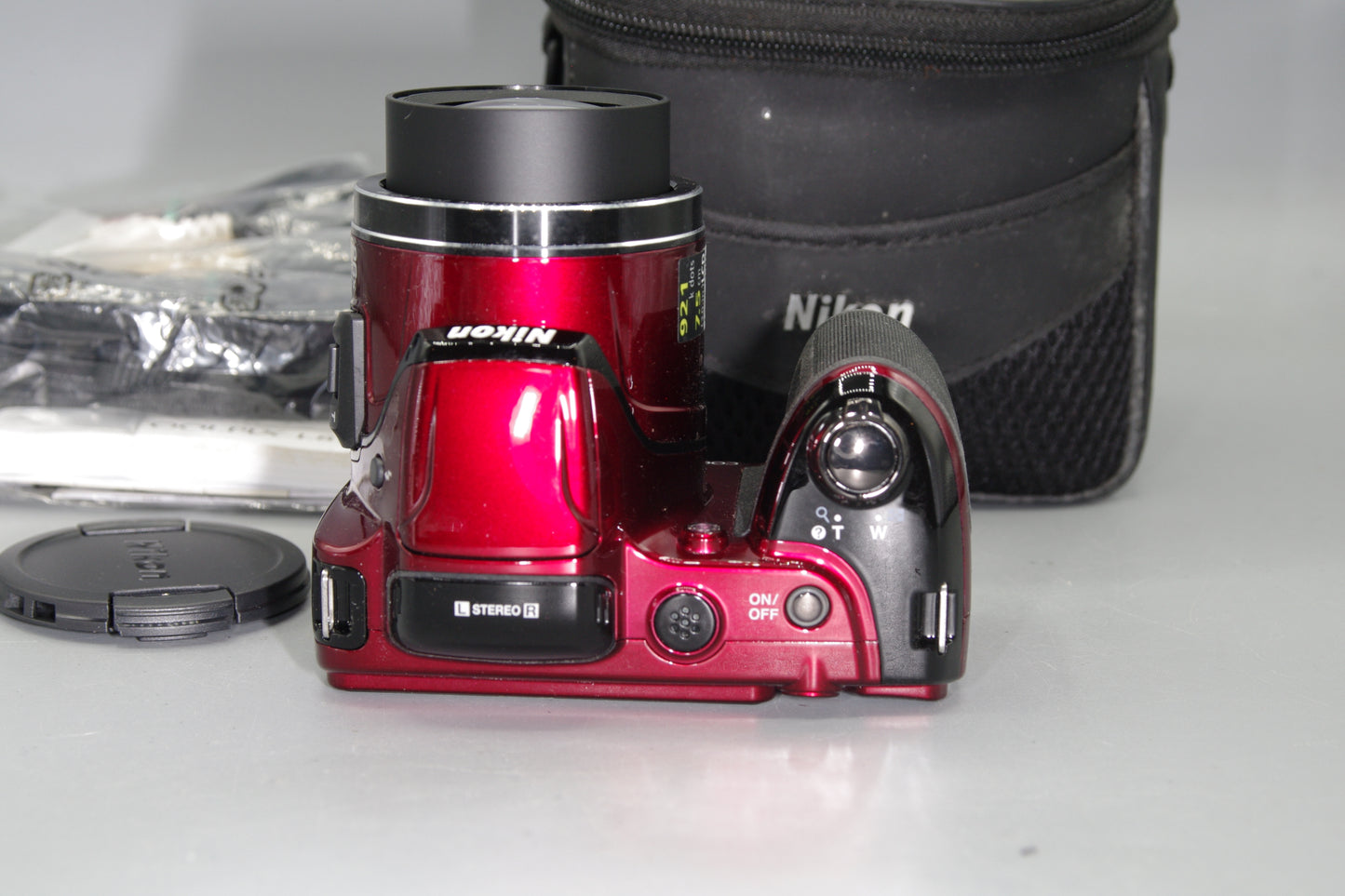 Nikon Coolpix L810 16MP Bridge Camera – Red, 26x Zoom, AA Powered, Mint