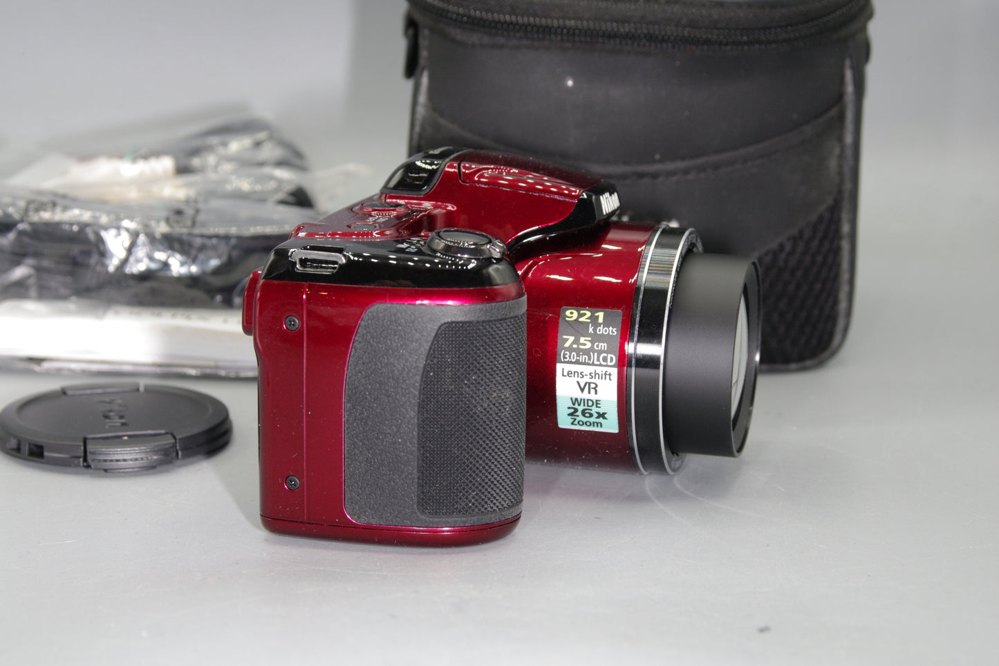 Nikon Coolpix L810 16MP Bridge Camera – Red, 26x Zoom, AA Powered, Mint