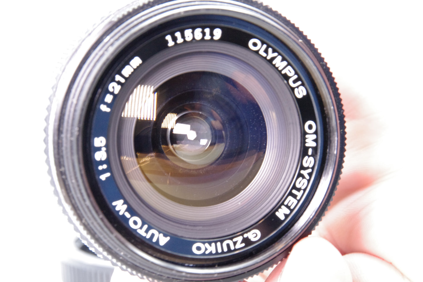 Olympus OM Zuiko MC Auto‑W 21mm f/3.5 Lens – With Caps & Case – Excellent
