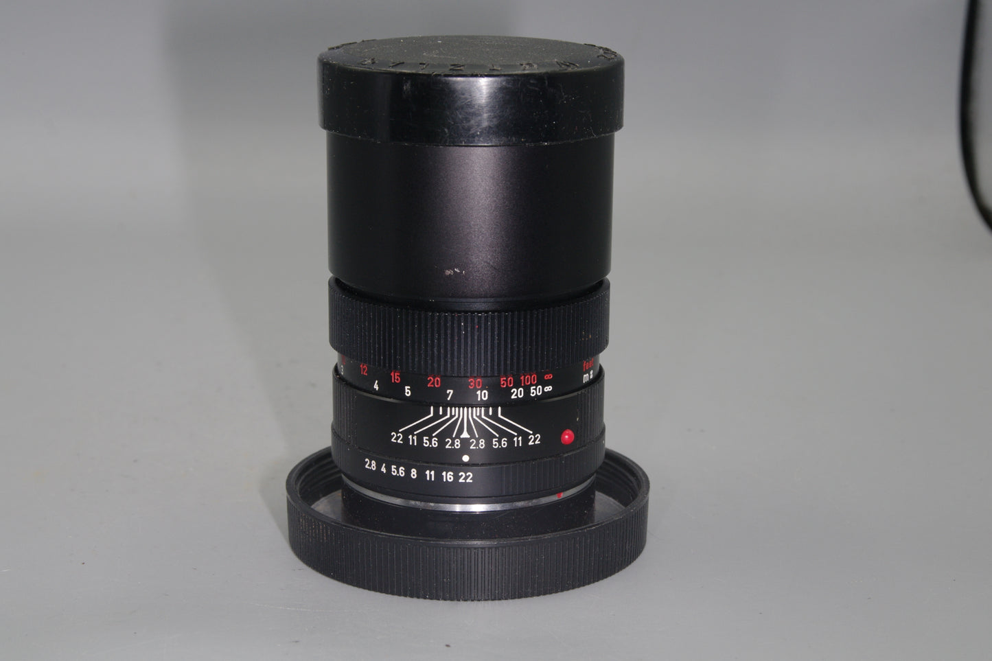 Leitz Elmarit-R 135mm f/2.8 Leica R Mount – Single Cam – Minor Fungus – Caps