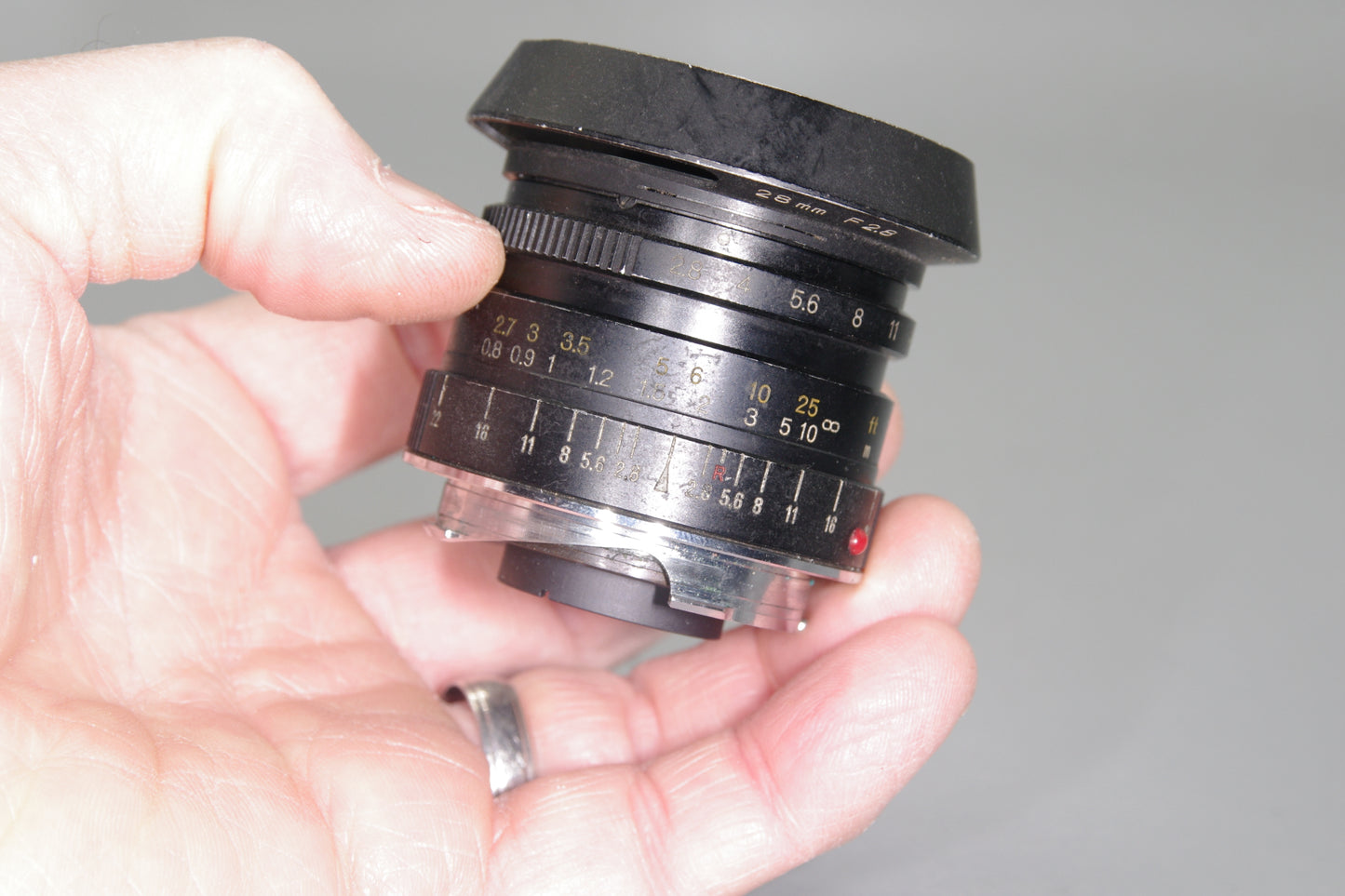 Minolta M-Rokkor 28mm F/2.8 Lens and Hood for CLE