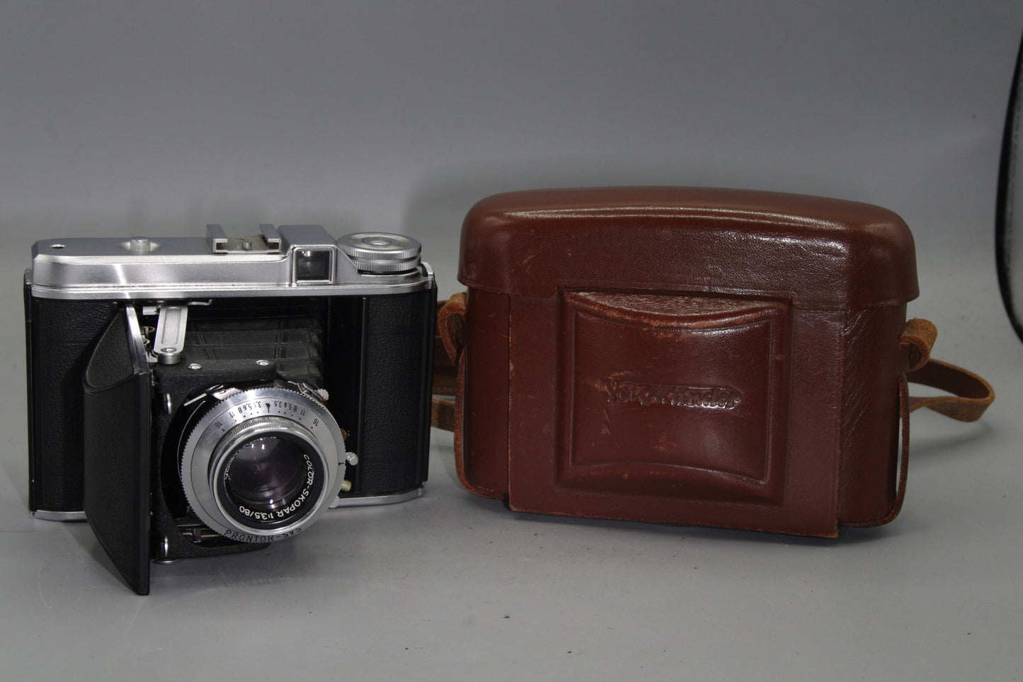 Voigtlander Perkeo 1 Folding Camera with Skopar 80mm F/3.5 Lens and Case