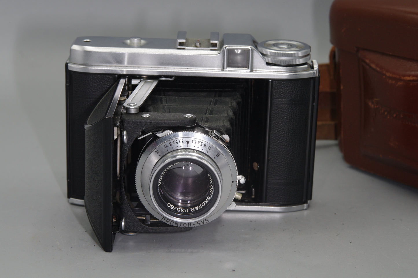 Voigtlander Perkeo 1 Folding Camera with Skopar 80mm F/3.5 Lens and Case