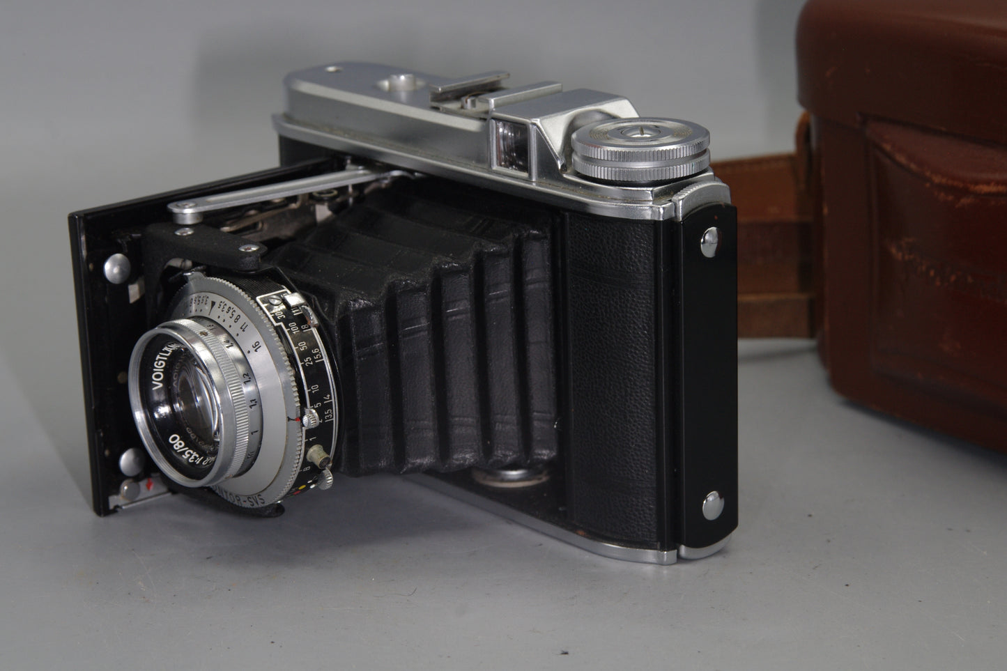 Voigtlander Perkeo 1 Folding Camera with Skopar 80mm F/3.5 Lens and Case