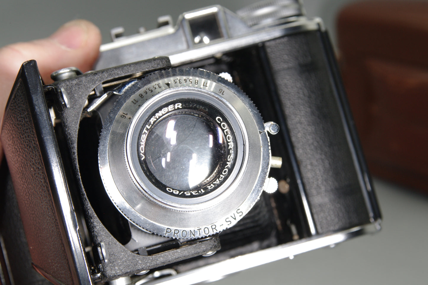 Voigtlander Perkeo 1 Folding Camera with Skopar 80mm F/3.5 Lens and Case