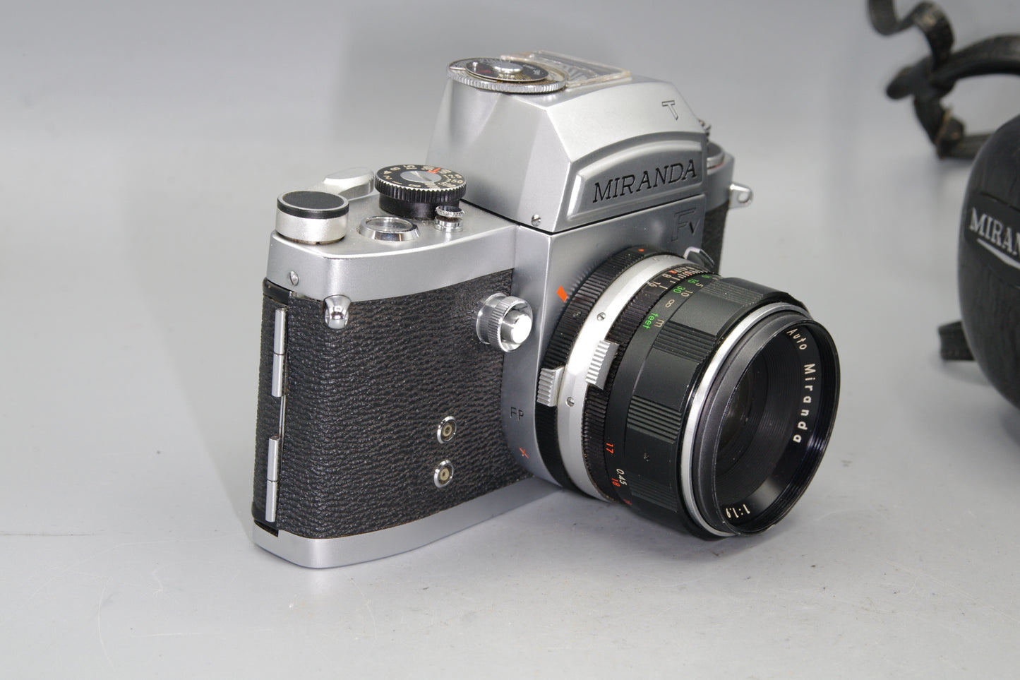 Miranda FV T 35mm SLR + 50mm f/1.9 Lens – Case – Meter Untested – Battery Cover Stuck