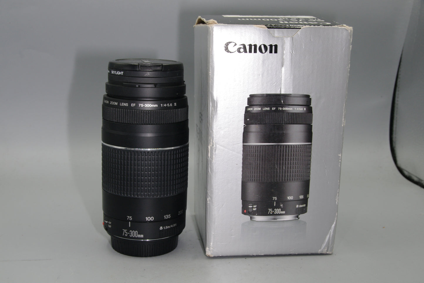 Boxed Canon EF 75-300mm F/4-5.6 III (not USM) AF Zoom Lens with Caps