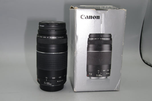 Boxed Canon EF 75–300mm f/4–5.6 III Lens – Telephoto Zoom – Excellent Condition