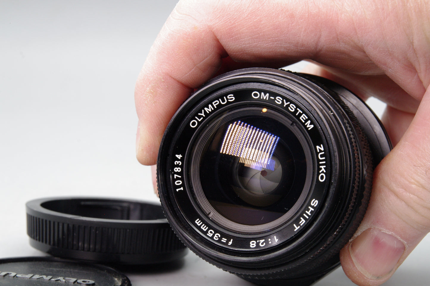 Olympus Zuiko Shift 35mm f/2.8 Lens – OM Mount – Excellent – With Both Caps
