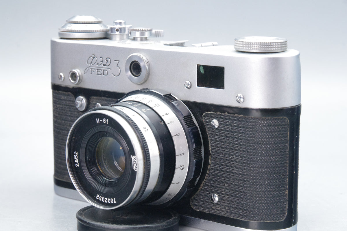 Soviet KMZ FED‑3 35mm Rangefinder with 52mm f/2.8 Lens & Case – Excellent