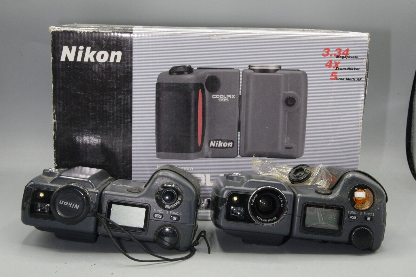 Two Nikon Coolpix 995 Digital Cameras in box - Spares/Repair