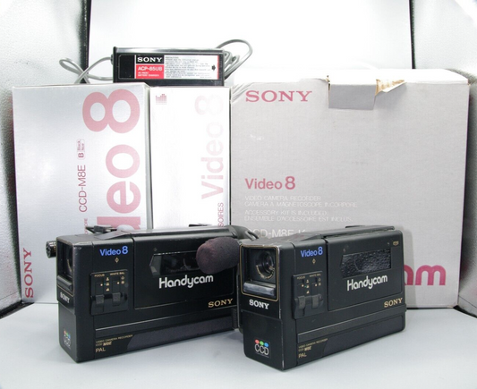 Pair of Sony CCD-M8E Video8 Camcorders - One Boxed