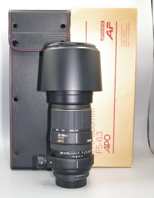 Sigma 170-500mm F/5-6.3D APO AF Lens, Case and Box, Nr Mint, Nikon F