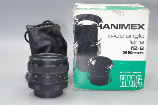Boxed Hanimex Multicoated 28mm F/2.8 Wide Angle  M42 Mount Lens