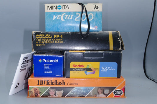 5 Boxed Cameras APS, 35mm and 110