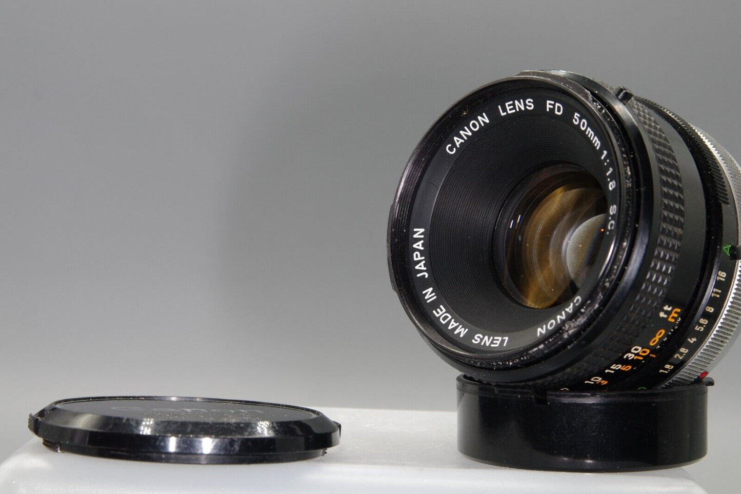 Canon FD 50mm F/1.8 S.C. Lens with caps and hood