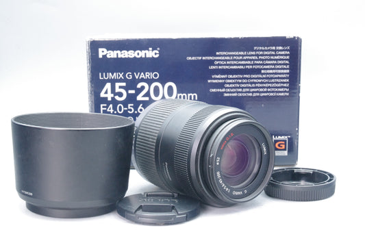 Lumix G Vario 45-200mm F/4.5-5.6 Mega O.I.S. M4/3 Lens - Excellent - Boxed