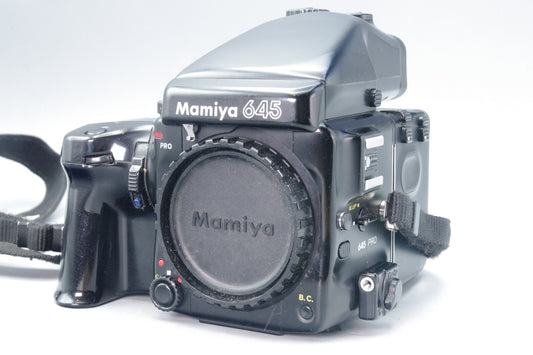 Mamiya M645 Pro with AE Prism Finder, WG402 Winder & 120 Back – Tested & Working